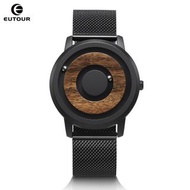 EUTOUR Minimalist Novelty Wood Dial Scaleless Magnetic  Belt Natural Forest Fashion Men's Couple Wat