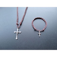 KG44 CATHOLIC CROSS NECKLACE + BRACELET PACKAGE TRIDATU ROPE 2MM