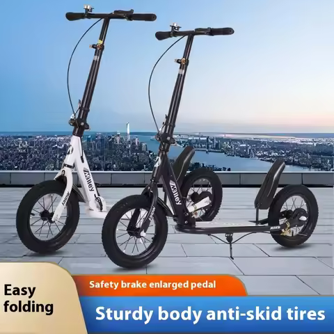 High Stand Adult Scooter for 6-18 Year Olds Foldable Pedal Bicycle for Children Youth City Scooter B