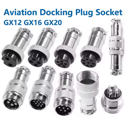 Plug Panel Pin Aviation Plug GX12 GX16 GX20 Butt Soldering Socket Wire Panel Docking Connectors 2/3/