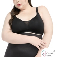 Wacoal Curve Diva บราไร้โครงเก็บกระชับ สาวพลัสไซซ์ รุ่น WQ1539 สีดำ (BL)