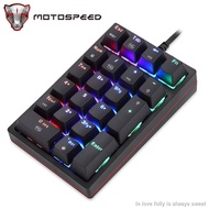 ✇◐✔MOTOSPEED K24 Numeric Mechanical Keypad USB Wired 21 Keys Numpad RGB Backlight Keyboard For PC Notebo OSU Gamer Red B