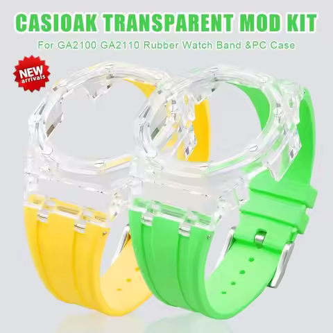 PC Case For Casioak GA2100 GA2110 Transparent Modification Kit For GAB2100 2110 Rubber Strap Cover R