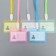 Gratis Ongkir - Lanyard Potrait Motif Polos Warna Warni / Gantungan Kartu Nama Plastik / Name Tag ID