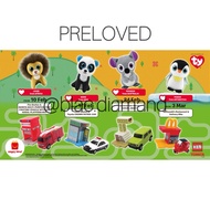 PRELOVED ty & Tomica Mcdonald Happy Meal Toys Plushies Panda Koala Lion Tomica Fire station