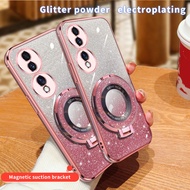 Case Huawei HONOR 70 FNE-AN00 FNE-NX9 Folding circular stand, transparent soft shell, electroplated 