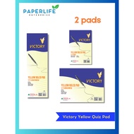 VICTORY YELLOW Quiz Pad Crosswise, Lengthwise & 1/4 Page (2 PADS) -Paper from Japan