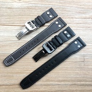 2023 New☆☆ Suitable for IWC Pilot Series Mark 17 Portuguese Meter Rivet Genuine Leather Folding Buckle Men's Watch Strap 22mm