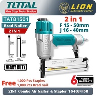 TOTAL 2IN1 Combo Air Brad Nailer & Stapler 1640J / F50 TAT81501 - Free 1000pcs Nailer & Stapler - 6 