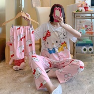 New pajamas women's summer short-sleeved three-piece cartoon animation sweet casual cute new home se