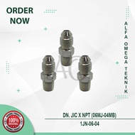 DOUBLE NEPEL HYDRAULIC ADAPTOR 3/8JIC x 1/4NPT NIPPLE 1JN 06MJ x 04MB