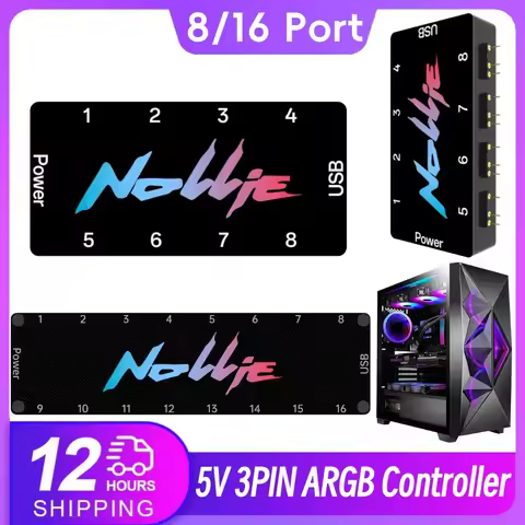 1PCS 5V 3PIN ARGB Controller 8/16 Ports Addressable ARGB Splitter OpenRGB ARGB Fan HUB Controller fo