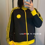Linda ️ Daigou Adidas SMILEY Sports Jacket Women-Originals JD2736 Embroidered Smile Black Yellow