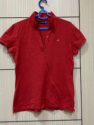 #24畢業季 瑞典 🇸🇪 設計師 品牌 J. LINDEBERG  紅色 素色 素面 短袖 上衣 休閒衫 polo衫 菲律賓製 短袖 上衣 red short sleeve polo shirt