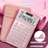 100% original/Casio calculator JW200SC+pink gold leather case