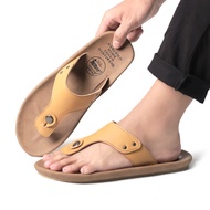 Cevany Sandal Pria Kulit Asli - Tan - Clover