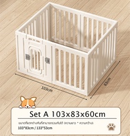 🐕คอกกั้นสุนัข [ PET Fence] กรงหมา คอกสัตว์เลี้ยง มีประตู คอกกระต่าย คอกสัตว์ คอกพลาสติก มีหลายขนาด D