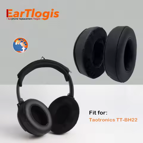 EarTlogis Velvet Replacement EarPads Bumper for Taotronics TT-BH22 Headset Parts Earmuff Cover Cushi