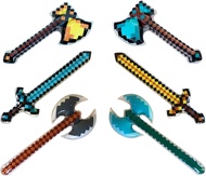 6pcs Inflatable Weapons Diamond Swords Axes & Hatchet Mine Pixel Craft Blow Up Party Favors Gift Bag