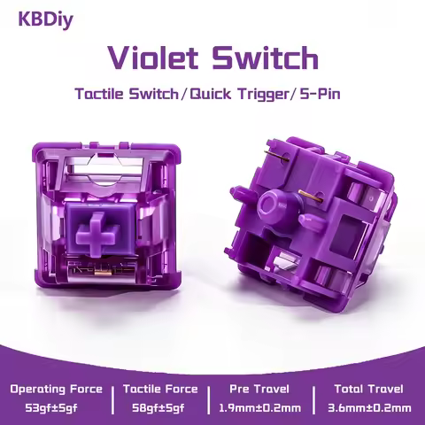 KBDiy Violet Switch Purple 53gf 5Pin Tactile Creamy Switches POM PC For Custom DIY 60 Gaming Mechani