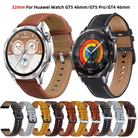 Replacement 22mm Smartwatch Belt Band For Huawei Watch GT 4 GT5 GT 5 Pro 46mm SE Bracelet Leather St