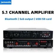 5.1 Channel Power Amplifier 5.0 Bluetooth Amp Karaoke Home Theater Audio Amplifiers Stereo with Subwoofer output Bass
