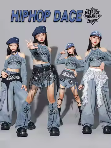 Girls Jazz Cowboy Jazz Costume Children's Street Dance Costume Children's Catwalk Suit Women