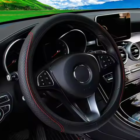 37-39CM Steering Wheel Cover Anti Slip Breathable Steering Cover Universal Microfiber Leather Steer