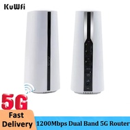 KuWFi 5G Dual Band 1200Mbps WiFi Router with SIM Card Slot Wireless CPE Unlocked Modem WiFi Hotspot 