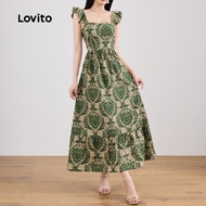 Boho Tribal Print Ruffle Pattern Dress for Women L129ED445