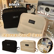 Organizer Storage Multi-Pocket Supplies Large Canvas Box School Stationery Capacity Student Pencil C