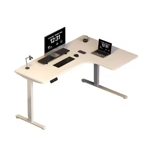 Modern Corner L Shaped Study Computer Desk Popular Electric Height Adjustable Anti-Collision Office 