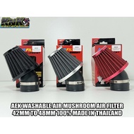 AEK WASHABLE AIR MUSHROOM AIR FILTER 42MM TO 48MM 100% MADE IN