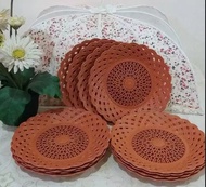 Rattan MOTIF PLASTIC PLATES/ 12PCS RATTAN PLATES/ DOZEN PLATES/ RATTAN PLATES