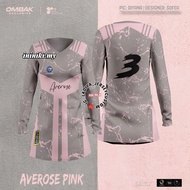 Baju Jersey Muslimah AVEROSE PINK Baju Muslimah Couple Set Murah High Quality Tshirt Women & Men Jer