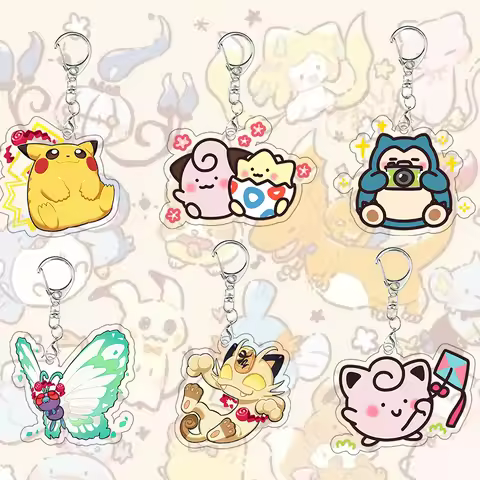 Clefairy Cartoon Bag Pendant Togepi Meowth Clefairy Student Acrylic Keychain Characters Game Anime C