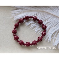 [CRYSTAL BLISS] Cinnabar Lotus Flower Bracelet (Peace of Mind)