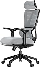 Ergonomic Office Chair with Big and Tall People, Mesh Desk Chair with Adjustable 3D Arms and Headrest Adaptive Lumbar Support for Home Office Desk Chair with Wheels (Grey/Black)