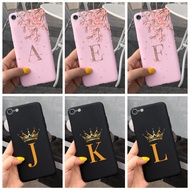 For iPhone 6 6s iPhone6 iPhone6s Fashion Crown Initial Letter Black Pink Soft Silicone TPU Case