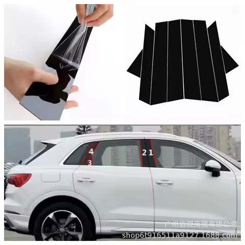 Suitable for Audi Q2L Q3 Q5 Q7 Q8 window decoration side door frame bright black center pillar stick