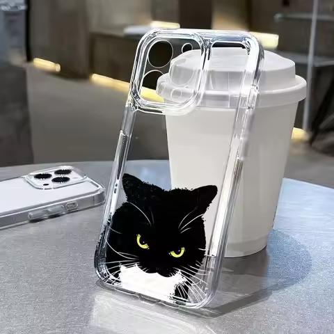 Cute Dumb Black Cat Clear Phone Case For Xiaomi Redmi Note 15 14 13 11 12 Pro 4G 15 Pro Plus 5G 12S 