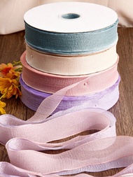 1入組450cm夢幻閃亮單色漁尾紋絲帶，適用於花束，蛋糕包裝。適用於DIY婚禮，情人節，節日裝飾和手工藝品。