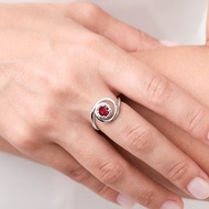 紅寶石螺旋求婚戒指 14k金獨特結婚戒指 極簡鴿血紅另類訂婚指環