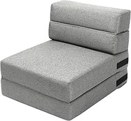 SUYOLS Folding Sofa Bed - Convertible Chair Floor Couch &amp; Sleeping Mattress - Foldable Memory Foam Sleeper for Living Room/Dorm/Guest Room/Home Office/Apartment/Upstairs Loft Light Grey