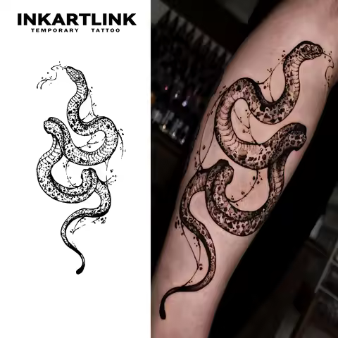 Snake temporary tattoo sticker, waterproof magic tattoo, lasts to 15 days fake tattoo, semi permanen