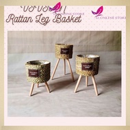 Ready stock 🇲🇾 VIVIAN PROMOSI Pasu Viral Rattan Basket Flower Pot Stand Pasu Rotan Berkaki Pasu Poko