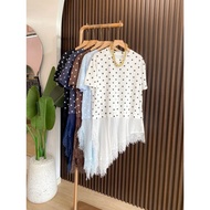 Polka dot lace inner tile t-shirt top 06021