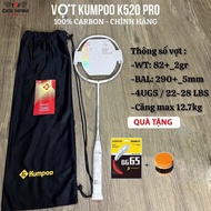 Kumpoo K520 Pro Domestic Badminton Racket 4U G5 Full Carbon Pre-Stretched + Free Handle and Cloth Ba