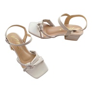 NILIN รองเท้ารัดส้น  SIze 36 - 45 แฟชั่น ผู้หญิง  Bigsize 41 - 45 ไซส์ใหญ่ แบบสวมหน้าเพขร ส้นสูง 1 น