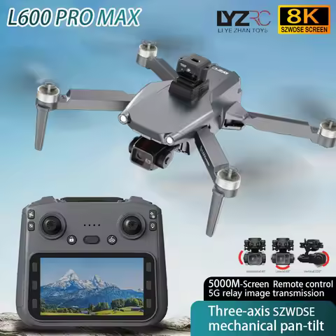 L600 Pro MAX GPS Drone 8K Professional HD Camera With Screen 3-axis Gimbal 5G WIFI 5KM Obstacle Avoi